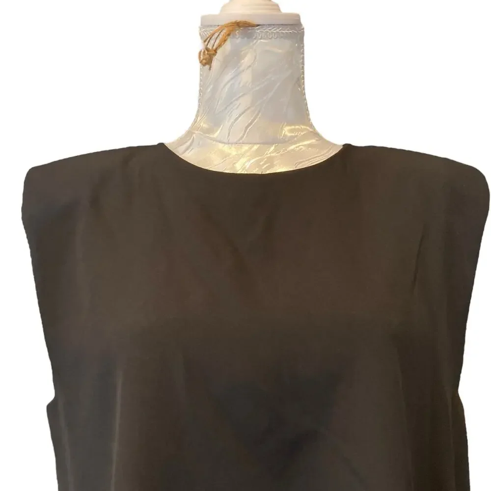 Zara Black Structured Shoulder Pad Sleeveless Shift Mini Dress Large